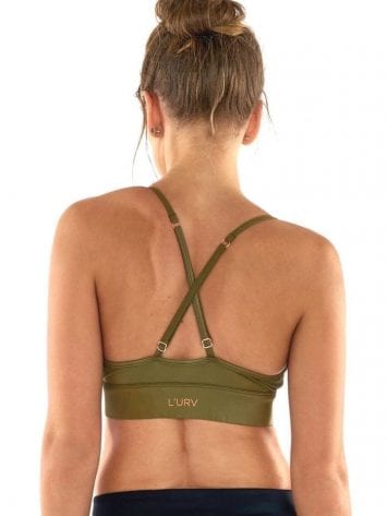 L'URV Sports Bra Leather Lust Bralette-Olive Top Sexy Workout Top