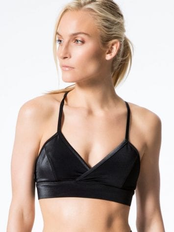 L’URV Leather Lust Bralette-Black Top Sexy Workout Top