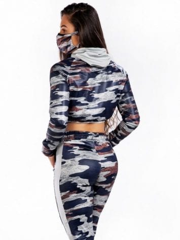 Let's Gym Cropped Camo Top - Blue