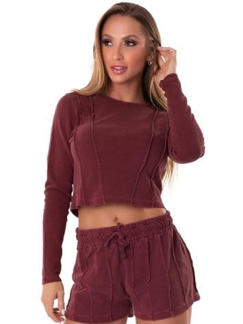 Let’s Gym Fitness Cropped M/L Lines – Wine