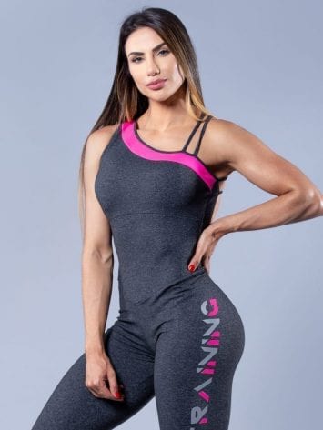 OXYFIT Activewear Jumpsuit Training 1 piece – Heather Grey/Pink
