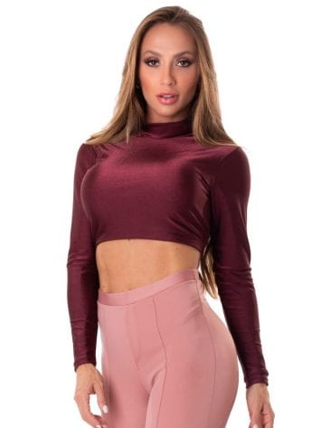 Let’s Gym Fitness Cropped Backtie Glow Top – Burgandy