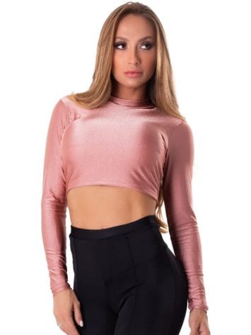 Let’s Gym Fitness Cropped Backtie Glow Top – Rose